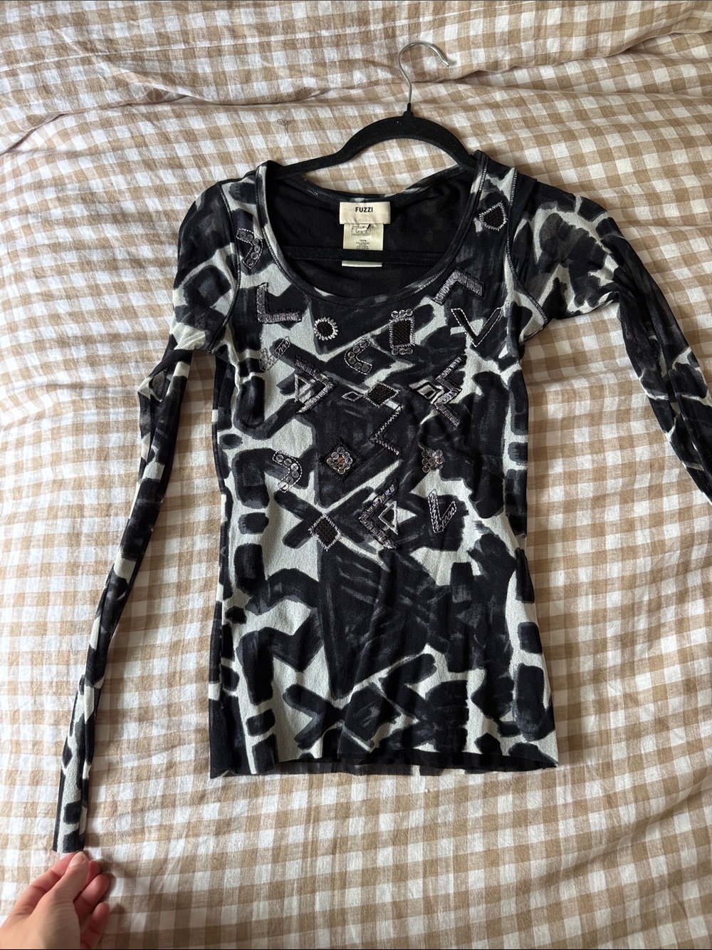 Vintage Fuzzi Y2K long sleeve mesh top